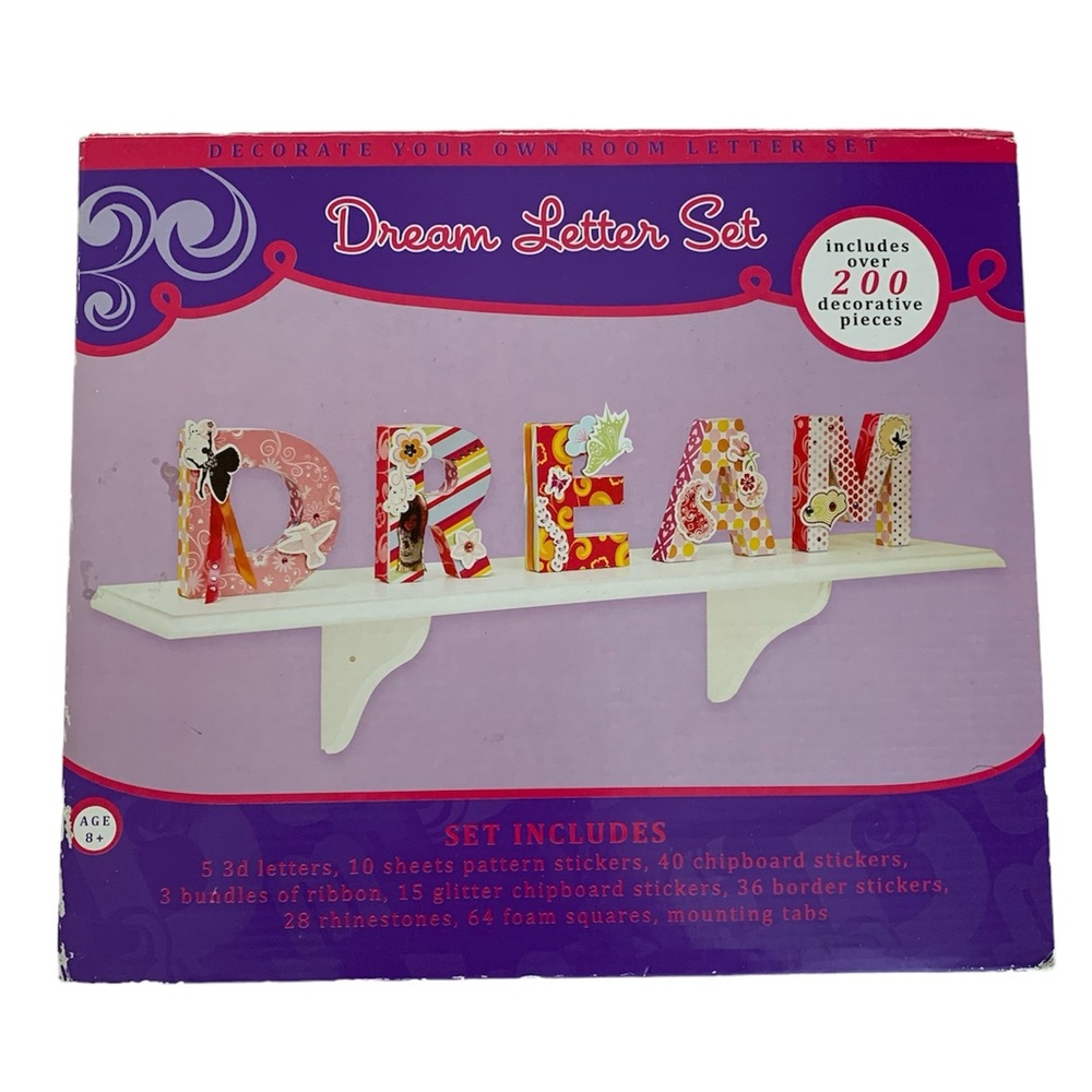 NWT Dream Letter Activity Set - DIY Room Decor Kit w/ Mounting Tabs for Ages 8+